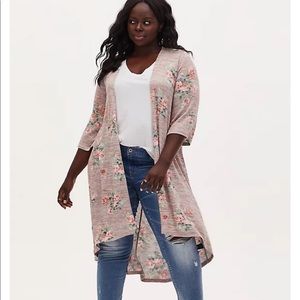 Torrid Floral Hacci Hi-Lo Kimono NWOT